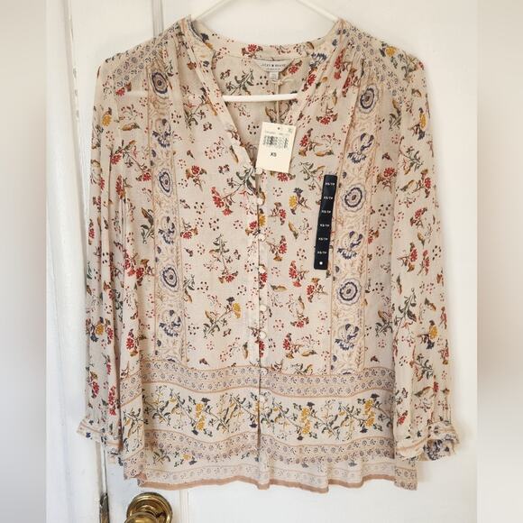 Lucky Brand Sheer Floral Boho Shirt XS NWT - Picture 9 of 9